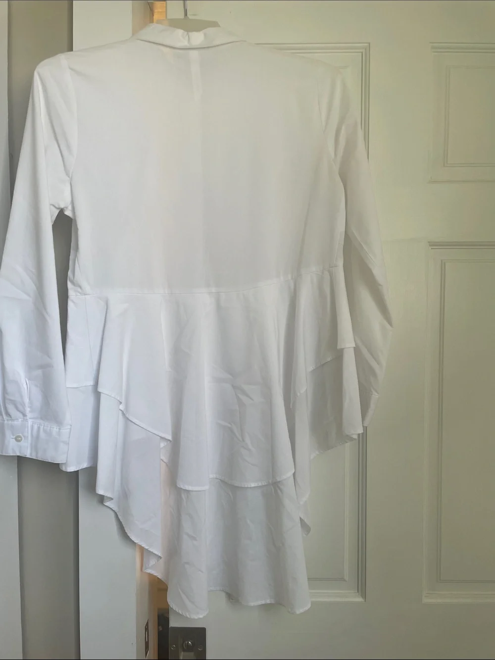 NY Collection White Layered Button-Down Blouse - Picture 2 of 4